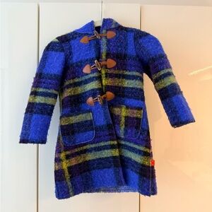 GALLO 1927 Italian Wool Plaid Toggle Hooded Children’s Coat 💙💛💜🖤🛷🌨️❄️☃️